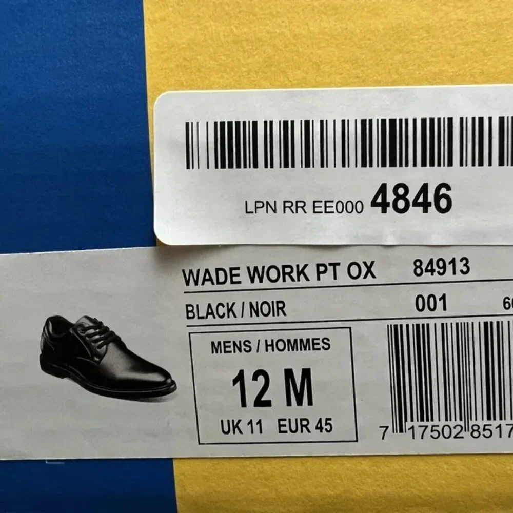 Nunn Bush Mens Wade Work Plain Toe Oxford Black 12 M
